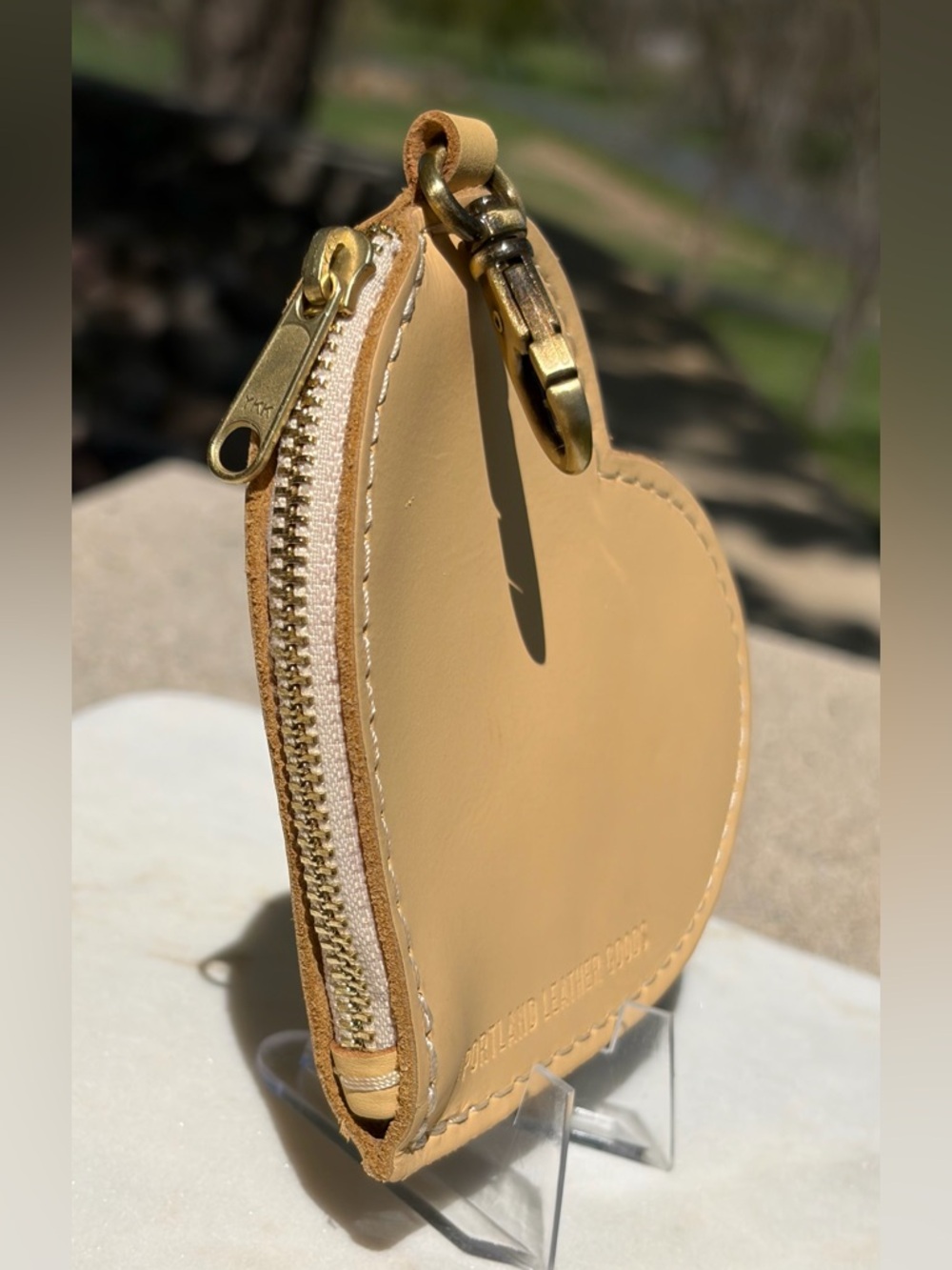 Heart Coin Pouch Portland Leather Goods Vanilla Yellow Full-Grain Leather NWOT - Picture 4 of 7
